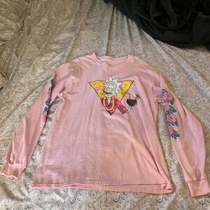 Rick And Morty Men’s Large Long Sleeve Pink Shirt